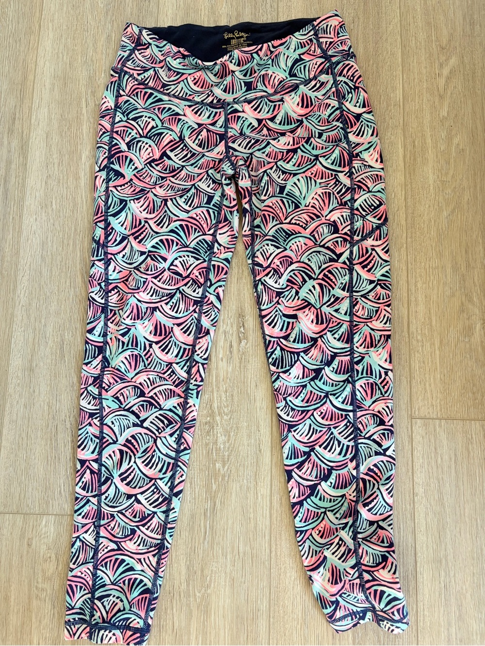 Lilly Pulitzer Navy Pink & Mint Wave-Print Swim Leggings
